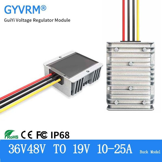 GYVRM DC-DC Buck Converter Adapter für Notebooks, Eingang 30-60V, Ausgang 19V, Farbe: Silber - Bild 1