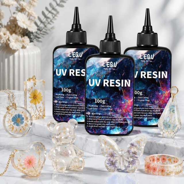 Kristallklares UV-Epoxidharz für Schmuckherstellung und Bastelarbeiten, transparent, 100 g - Bild 1