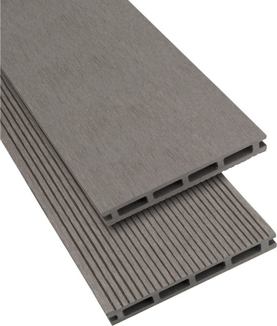 GartenLand WPC Terrassendiele Classic Silbergrau geriffelt und glatt Hohlkammer B: 14 cm, H: 2,1 cm, L: 500 cm - Bild 1
