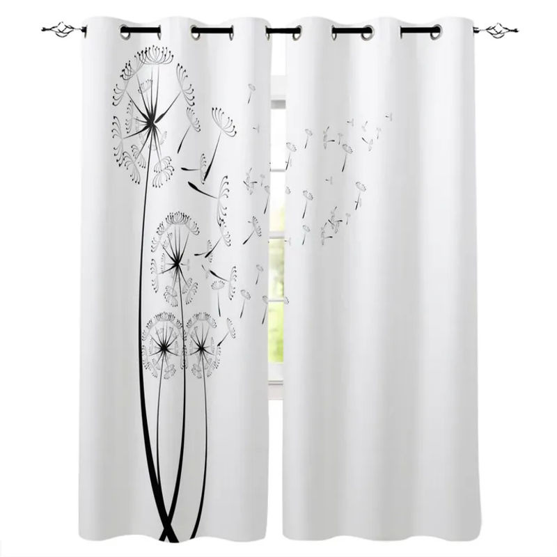 Super Six Vorhang mit Löwenzahn-Blumenmuster, semi-transparent, Polyester, Breite: 135 cm, Höhe: 60 cm - Bild 2