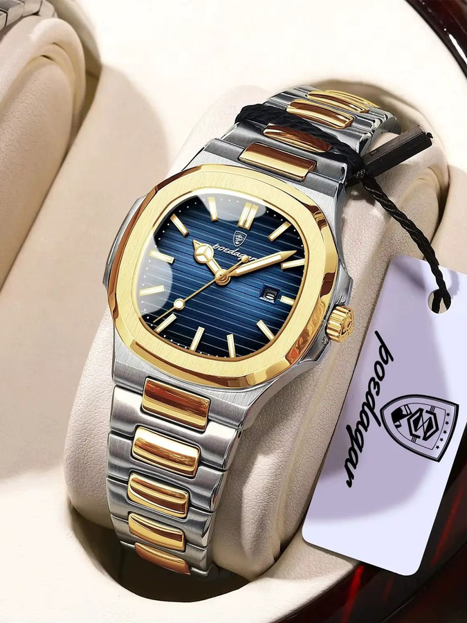 POEDAGAR Armbanduhr, Quarz, Edelstahl, Eckig, Blau, Damen - Bild 6
