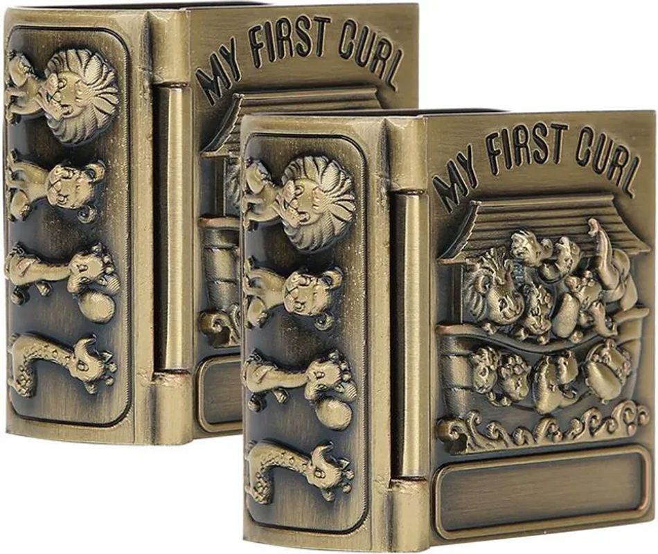 2er-Set GoolRC Vintage Schmuckschatulle in Gold mit floralem Design aus Metall und Textil - Bild 1