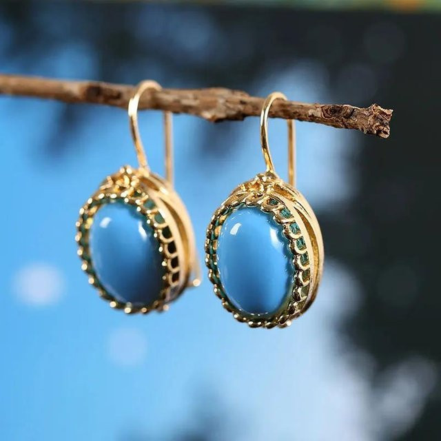Lucky Star Jewelry Ohrringe, Goldfarben, Blauer Stein, Zirkon, Damen - Bild 1