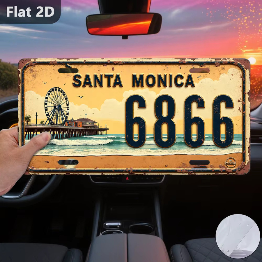 CIFBUY Retro Santa Monica Pier Metallschild Wanddekoration mit Riesenrad Motiv, Mehrfarbig, Breite: 30,48 cm, Höhe: 15 cm - Bild 3