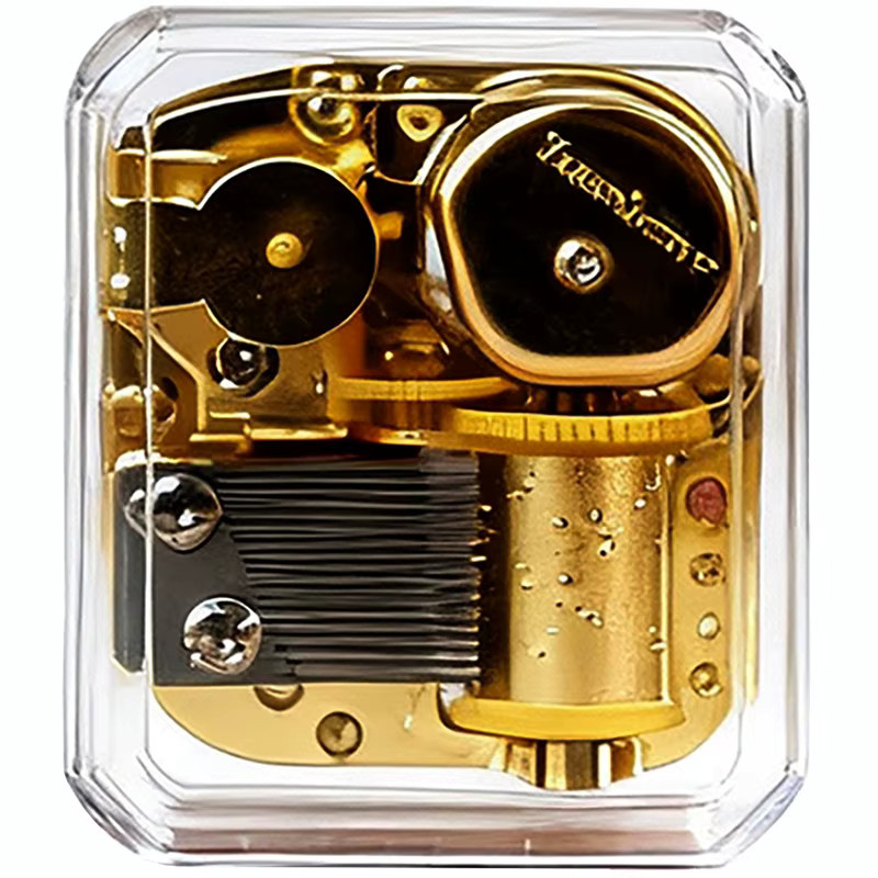 Yunsheng Vergoldete Musikbox mit Schwanensee-Melodie und transparentem quadratischem Design in Gold - Bild 4