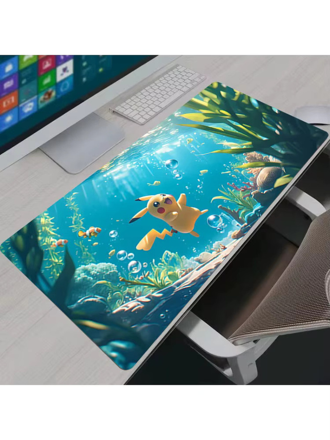 Bandai Pikachu Anime Gaming-Mauspad in Multicolour, rutschfeste Schreibtischunterlage für Computer und Laptop - Bild 2