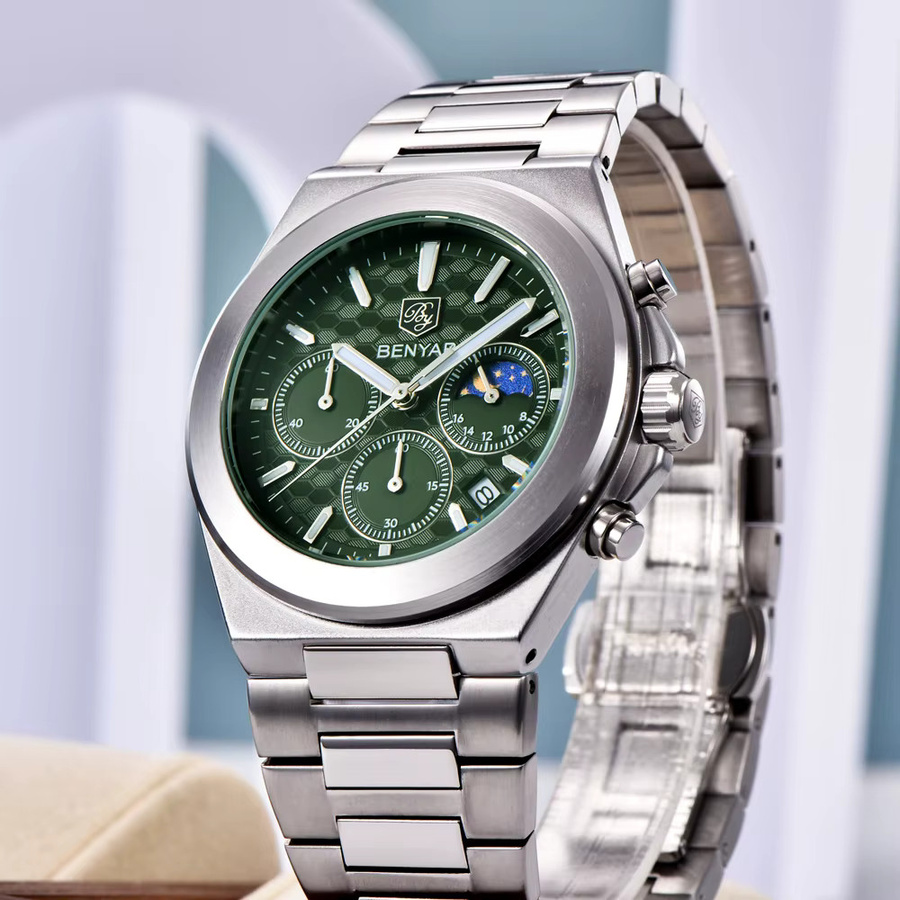 BENYAR Chronograph, Quarz, Edelstahl, Schwarz, Herren - Bild 4