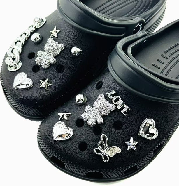 FHLDING Schuhcharms-Set, Silberner Bär, Schmetterling, Pentagramm, Kette, Unisex - Bild 1
