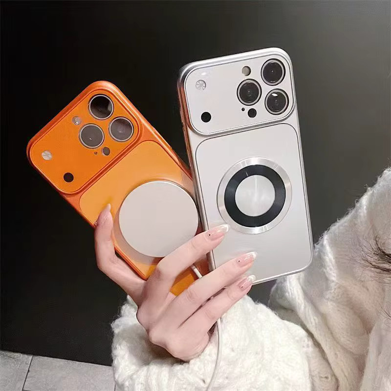 Magnetische Nano Matte Glas Schutzhülle für iPhone kompatibel mit MagSafe in Orange - Bild 3