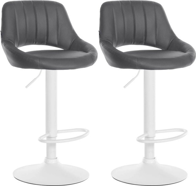 DELUKE 2er Set Barhocker SEGAD aus Kunstleder in Grau, höhenverstellbar und drehbar mit Lehne, B/T/H: 47 x 48 x 85 cm - Bild 1