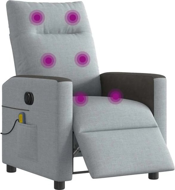 vidaXL Elektrischer Massagesessel in Hellgrau mit Stoffbezug und Armlehnen - Bild 1