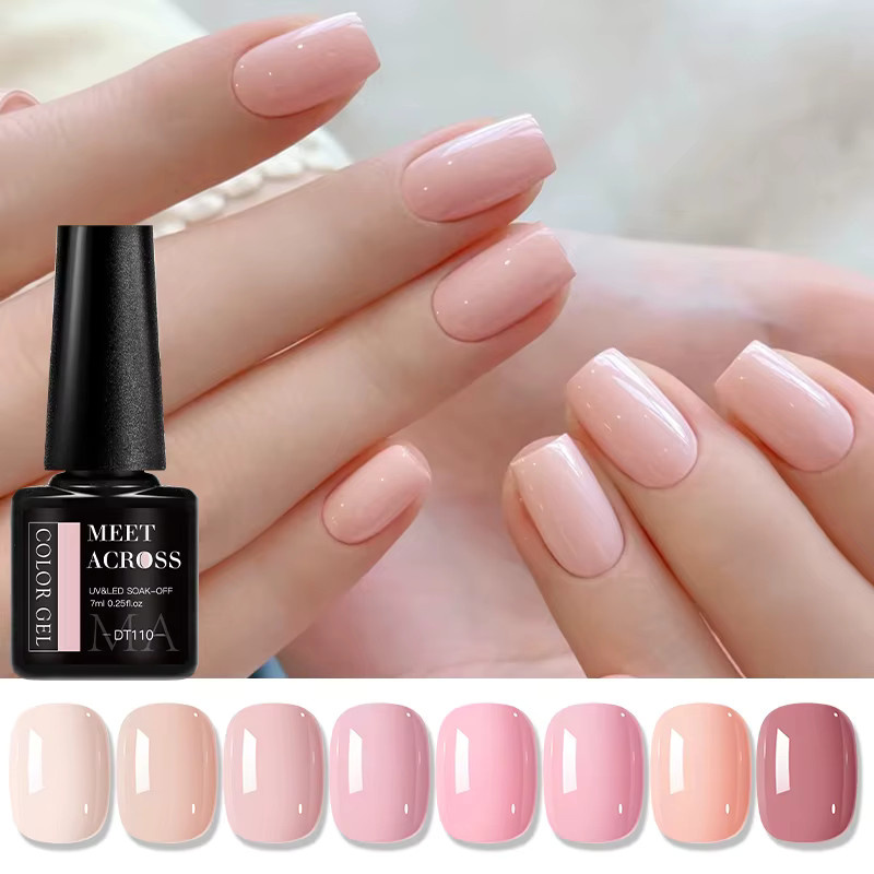 MEET ACROSS Gel Nagellack, Nude Pink, Glänzend - Bild 2