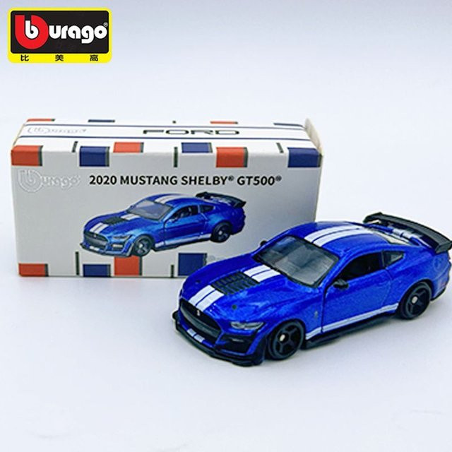 Bburago Mustang GT500, Druckguss-Modellauto, Blau, Metall - Bild 1