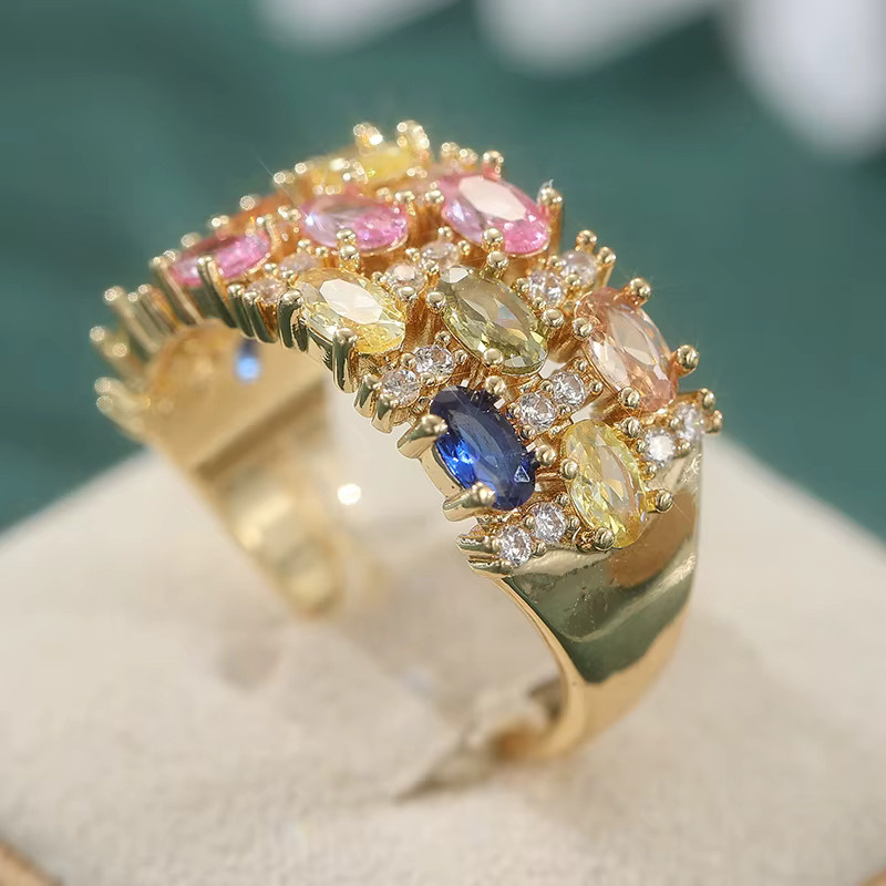 YoYo Ring, mehrfarbiger Zirkonia, Goldbeschichtung, Damen - Bild 2