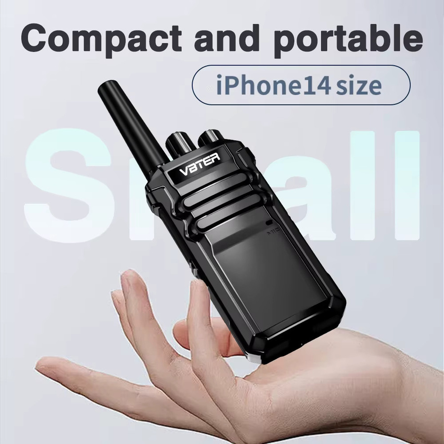 VBTER Professionelles Walkie-Talkie mit 16 Kanälen, UHF PMR446, 3-5 km Reichweite und 1800mAh Akku in Schwarz - Bild 2