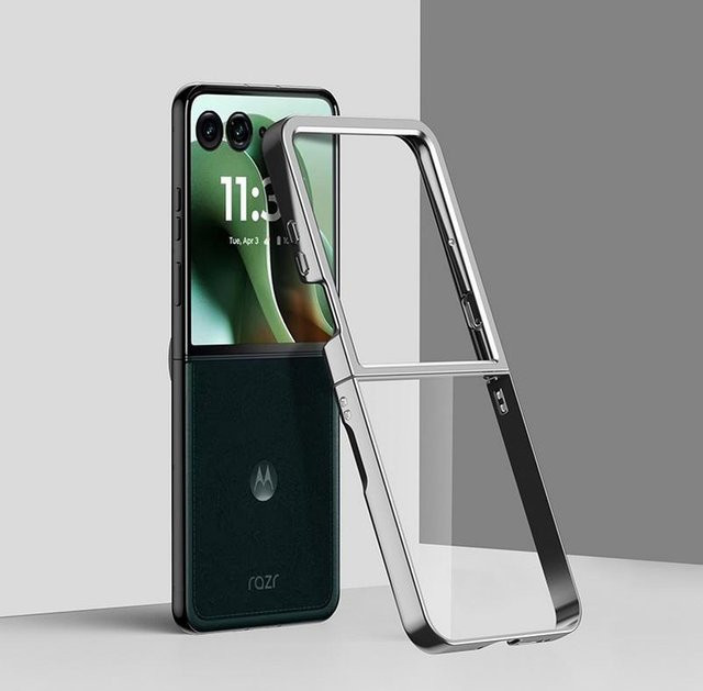 Transparente Schutzhülle für Motorola Razr 70 Ultra und Razr Plus, stoßfeste PC-Hülle in Silber - Bild 1