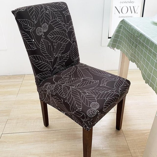 Elegante elastische Stuhlhusse mit floralem Muster in Braun, B/H: 35 x 38 cm - Bild 1