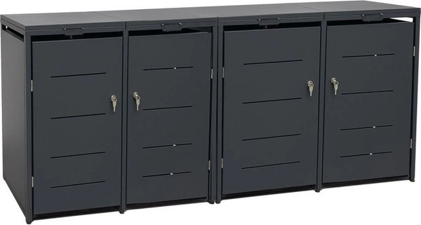 osoltus Conta4 Mülltonnenbox mit Gasdruckfedern aus verzinktem Stahl in Anthrazit B: 264 cm, H: 118 cm