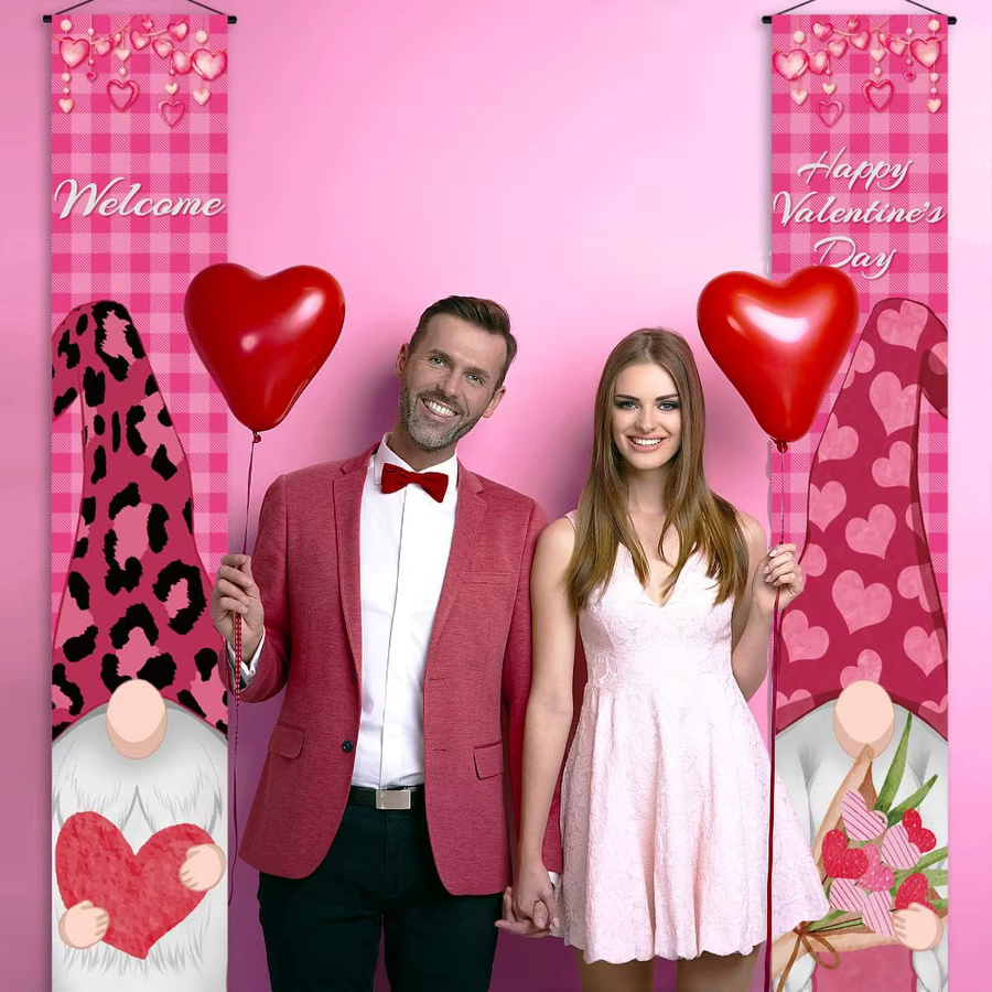 VIKAMA Love Fairyland Archway Banner mit Buffalo Pattern und Herz-Motiv in Pink zur Party- und Jubiläumsdekoration, Höhe: 180 cm, Breite: 30 cm - Bild 4