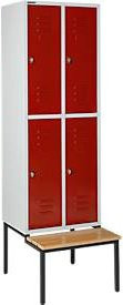 Schäfer Shop Select Kleiderspind mit Sitzbank, 2x2 Abteile, Drehriegelverschluss, lichtgrau/rubinrot - Bild 1
