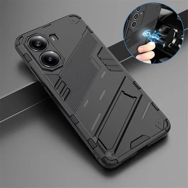 Robuste Schutzhülle für Xiaomi Poco X7 Pro 5G mit magnetischem Halter und Ständer in Schwarz oder Rot - Bild 1