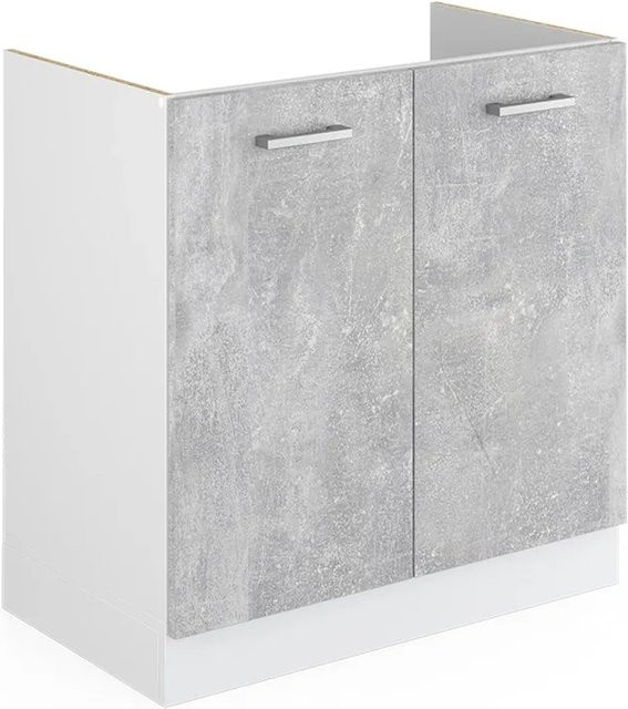 Vicco R-Line Spülenunterschrank Küchenunterschrank Beton Weiß B: 80 cm, H: 81,6 cm, T: 46 cm - Bild 1