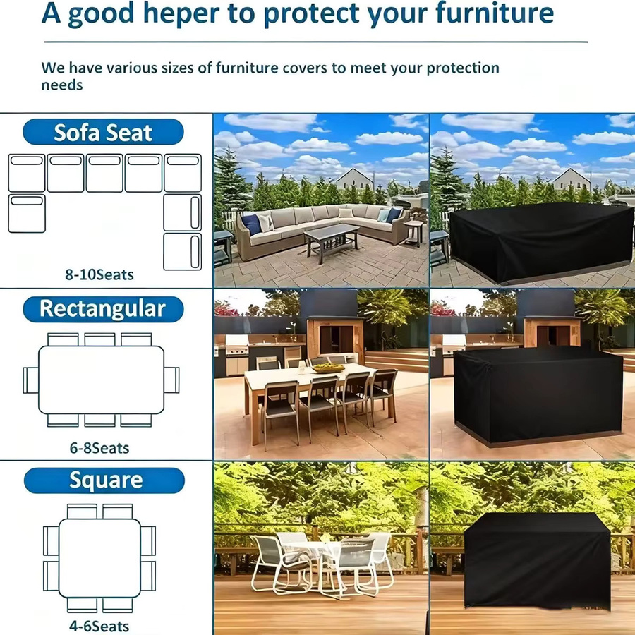 Universelle Outdoor Garten- und Terrassenabdeckung aus Polyester in Schwarz, B/H/T: 248,92 x 198,12 x 71,12 cm - Bild 3