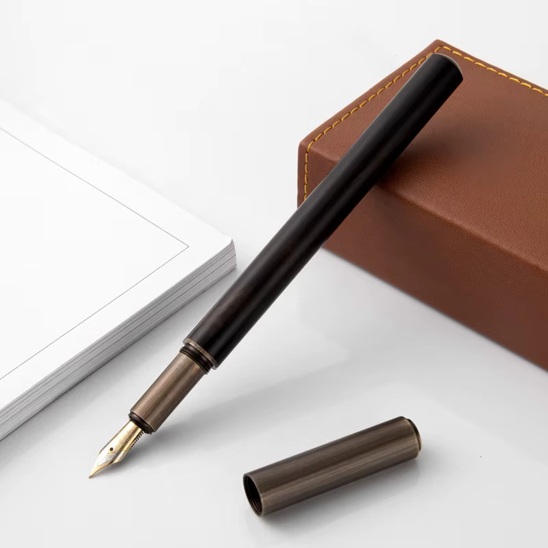Luxus Retro Füllfederhalter aus Holz in Bronze und Braun mit 0,5mm Spitze für Kalligraphie und Business-Schreiben - Bild 2