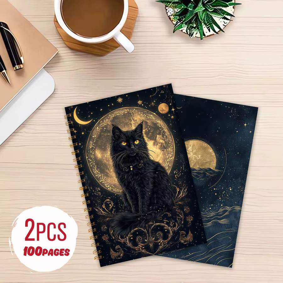 Mondlicht-Katzen Notizbuch und Tagebuch mit linierten Seiten für Damen und Herren - Bild 3