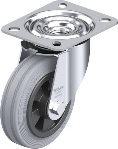 Blickle Lenkrolle LE-VPP 100R-SG in Grau und Schwarz mit 100 mm Rad-Durchmesser und einer Tragfähigkeit von 70 kg - Bild 1