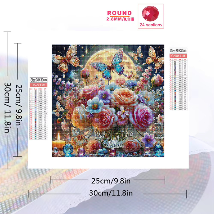 Evershine 5D Diamond Painting Set Blumenmosaik mit Rosen und Schmetterlingen, Multicolour, B/H: 20 x 20 cm - Bild 2