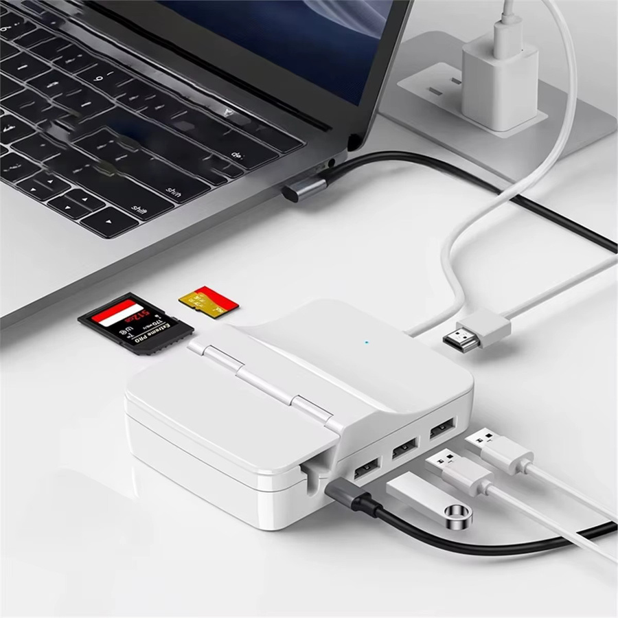 AAAE USB C Dockingstation in Weiß mit 4K Adapter, PD 100W, USB 3.0 sowie SD und TF Slot für PC und Laptop - Bild 3