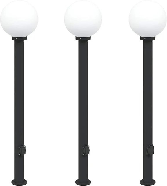 3er Set vidaXL Pollerleuchten mit Steckdose in Schwarz, Höhe: 120 cm, IP44 Schutzklasse - Bild 1