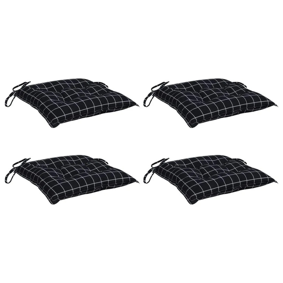 vidaXL Stuhlkissen 4er Set Schwarz-weiß Karomuster aus Oxford-Gewebe, B/T/H: 50 x 50 x 7 cm - Bild 2