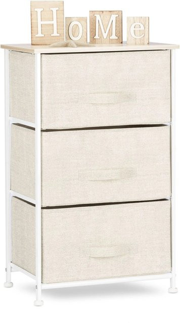 Relaxdays Regalsystem in Beige und Weiß aus Stahl, Stoff und MDF mit Schubladen - Bild 1