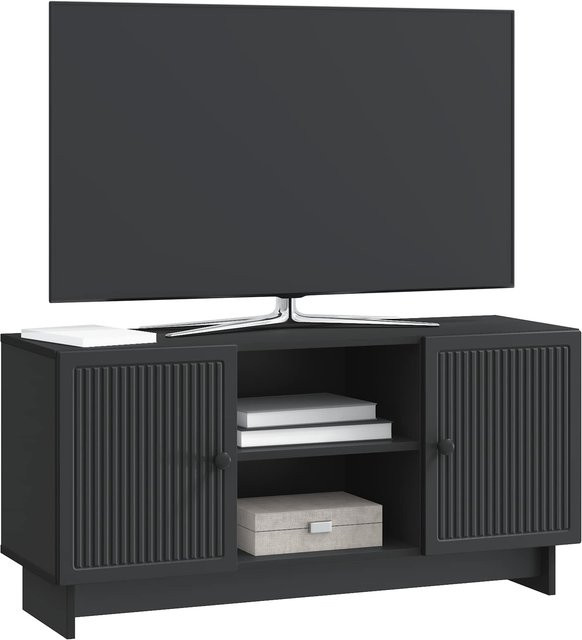 Modernes TV-Untergestell von VD Home Furnishing in Schwarz mit Medienfächern, B/T/H: 102 x 34,5 x 50 cm - Bild 1
