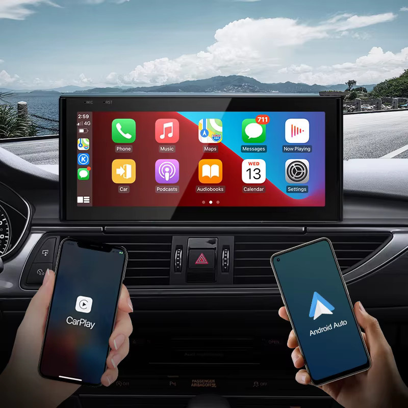 STWEI Android 14 Multimedia-Navigationssystem mit 12,3 Zoll Display für Audi A6 A7 C7 S6 S7 (2012-2018) inklusive Wireless CarPlay, GPS und Rückfahrkamera, Schwarz - Bild 4