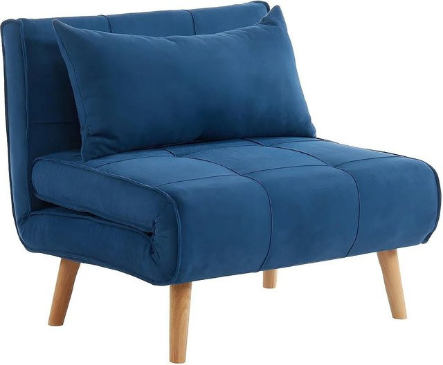 Vente-unique Schlafsessel Chila in Blau mit Armlehnen aus Stoff, Breite: 90 cm - Bild 1