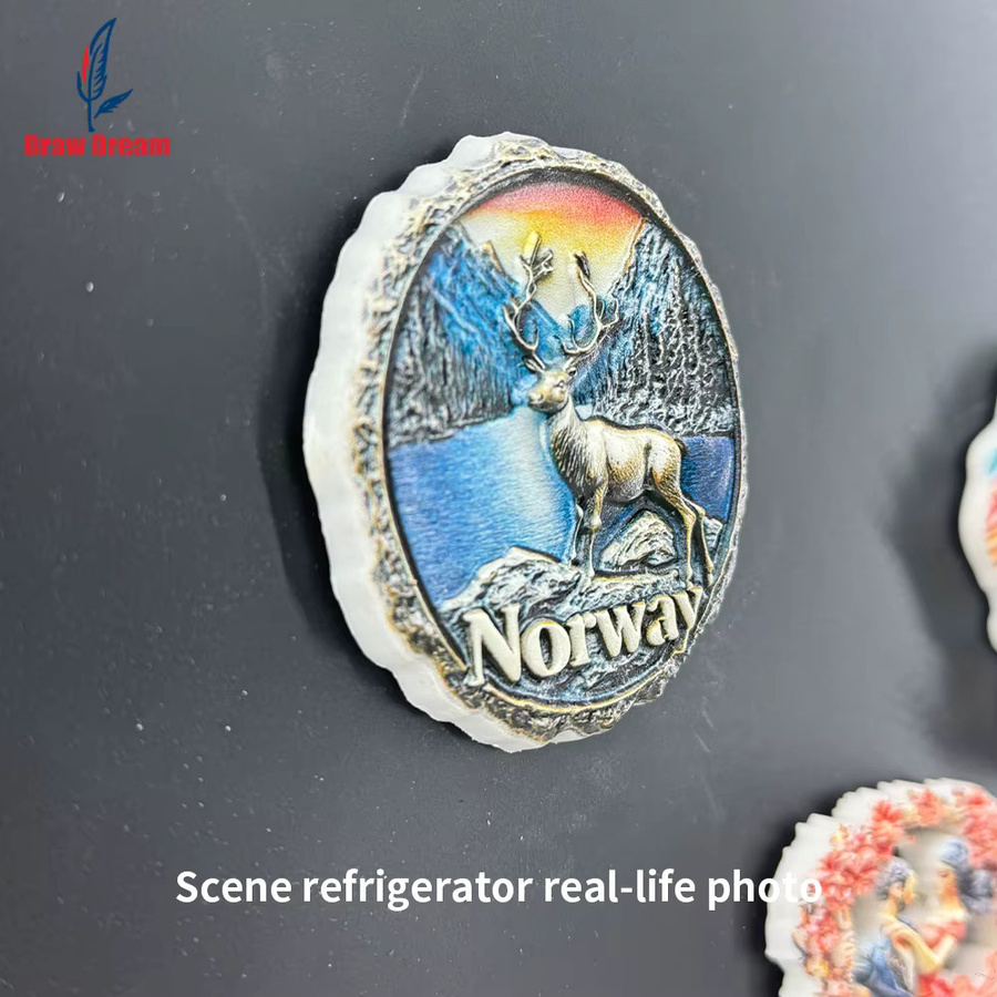 Kreativer 3D-Hirsch Kühlschrankmagnet aus dem Norwegischen Eissee-Wald in Multicolour als Reise-Souvenir für dein Zuhause oder dein Büro - Bild 4