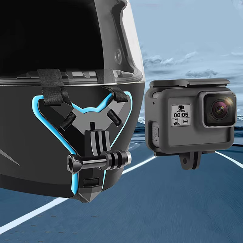 GoPro Kinnhalterung für Motorradhelme als Action-Kamera-Zubehör für Held 9 8 6 5 in Schwarz und Orange - Bild 4