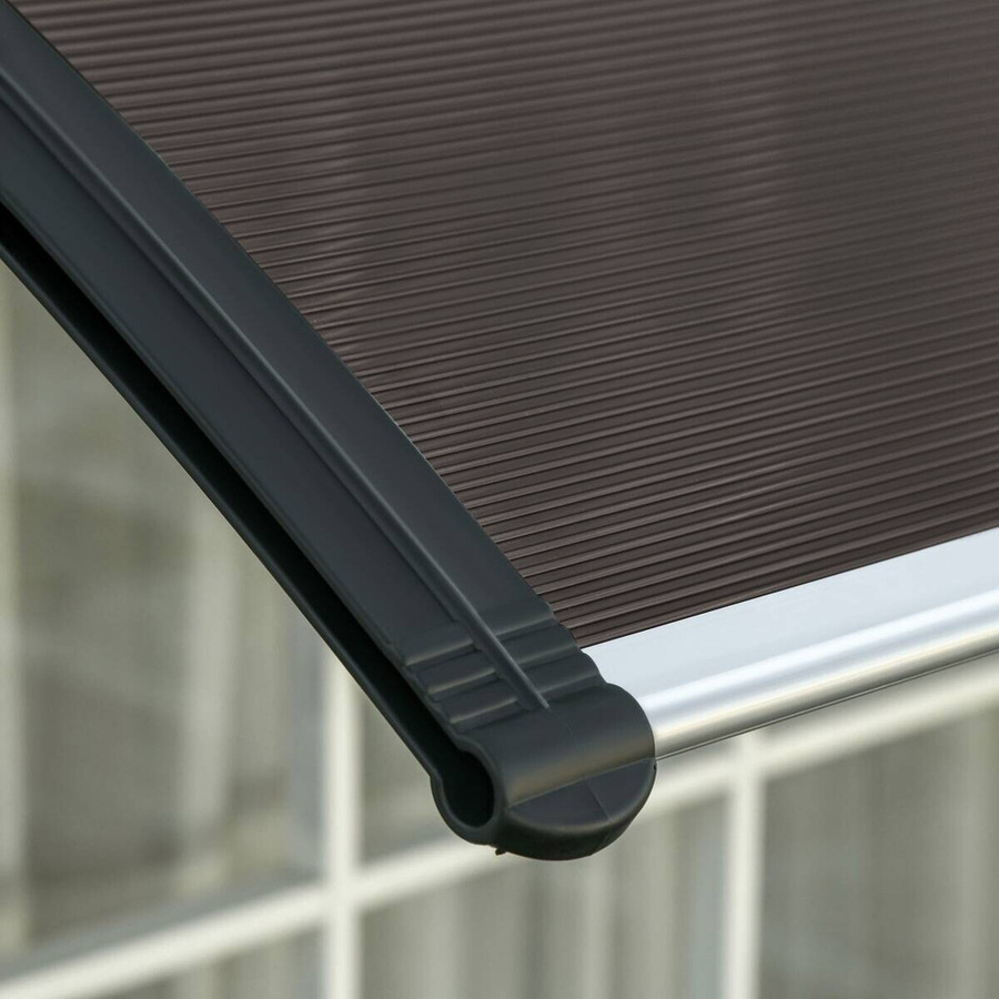 Outsunny Pultvordach modern braun, wandmontiert mit Polycarbonat-Dach, B/H/L: 96,5 x 27 x 103 cm - Bild 2