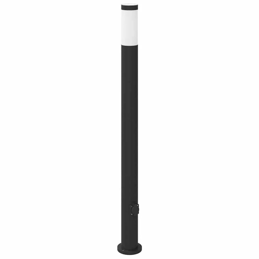 vidaXL Pollerleuchte mit Auslass in Edelstahl und Schwarz, Höhe: 110 cm, IP44, E27 - Bild 2