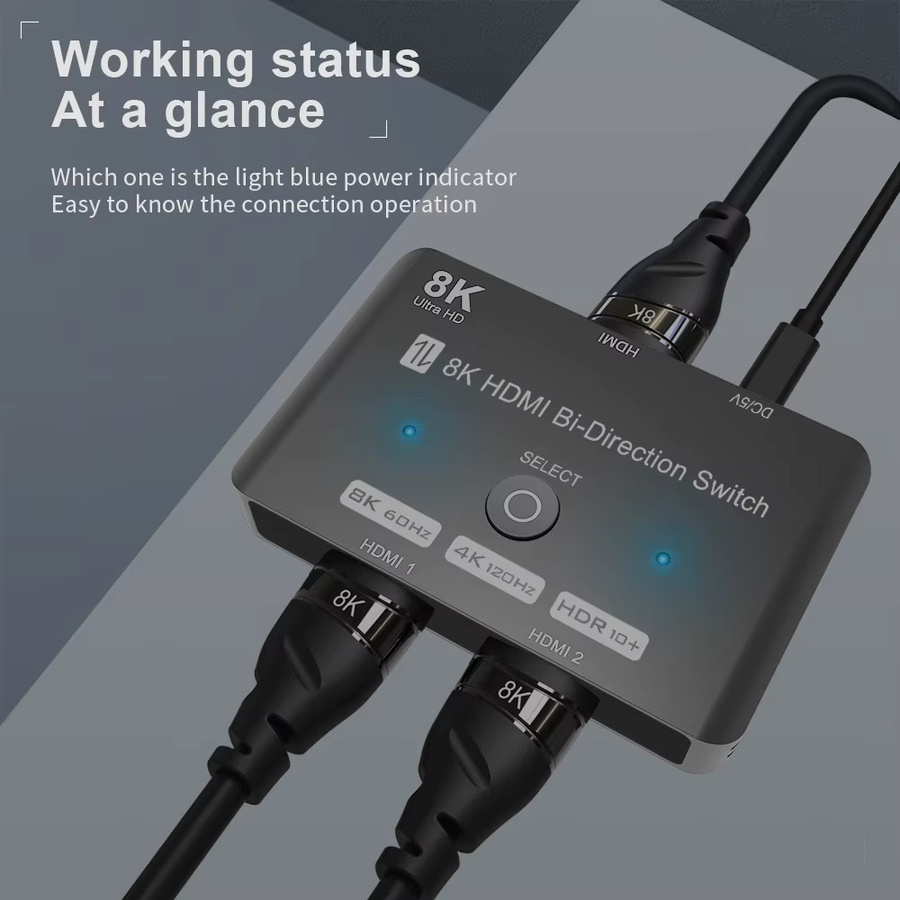 FDBRO HDMI 2.1 Bidirektionaler Switcher-Adapter-Splitter 8K@60Hz und 4K@120Hz für PS5, PS4 und Nintendo Switch - Bild 2