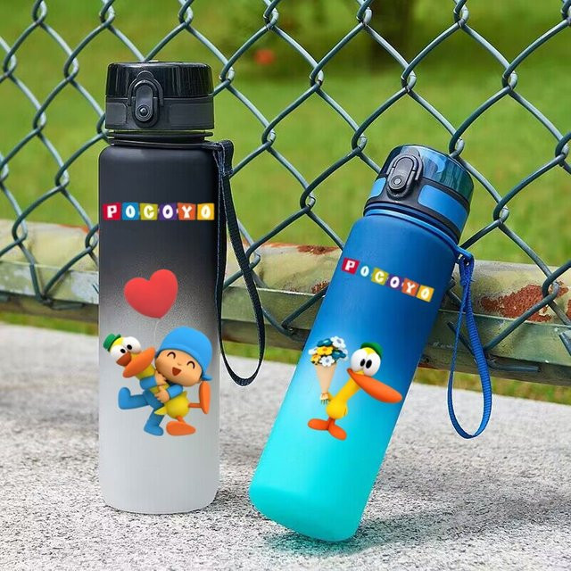 Pocoyo Auslaufsicherer Trinkbecher mit Klappverschluss, Tragbarer Wasserbecher für Outdoor und Schule, 650 ml, Multicolour - Bild 1