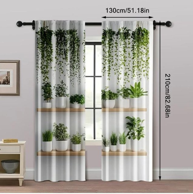 Dekoratives Voile-Vorhang Set mit Blütenknospen-Design in Transparent, 2er-Set aus Polyester, B: 100 cm, H: 70 cm - Bild 1