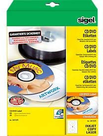 sigel CD/DVD-Etiketten LA 525 ClassicSize aus Papier in Weiß für universelle Zwecke (50 Stück) - Bild 1