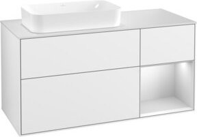 V&B Waschtischunterschrank Finion mit Wandbeleuchtung, Breite: 120 cm, Farbe: Weiß lackiert - Bild 1
