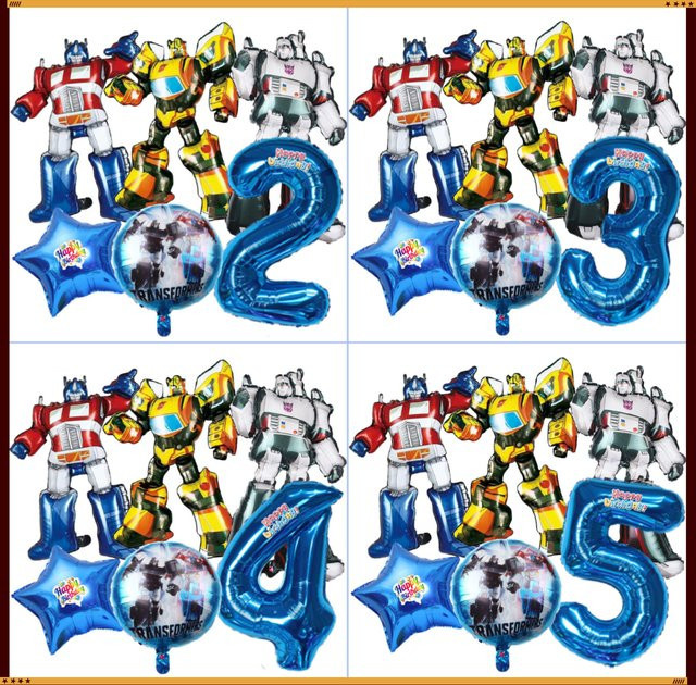 6-teiliges TOPTOY Party-Dekorationsset für Kinder mit Optimus Prime und Bumblebee Aluminiumfolienballons in Blau - Bild 1