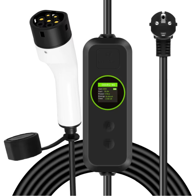 Podofo Einstellbares Typ-2-EV-Ladegerät mit 5 m Ladekabel, 3,5 kW, LCD-Bildschirm und IP65-Schutz für Elektroautos - Bild 7