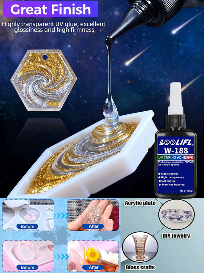 LOOLIFL UV-Epoxidharz-Kleber transparent 1000 ml für DIY Schmuckherstellung und Handwerk - Bild 5